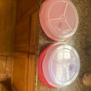 Set of 2 plastic pie carry plates